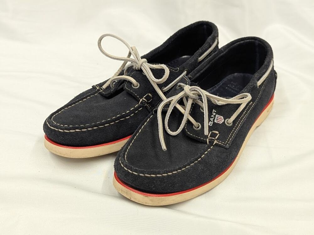 GANT Loafers Men's Moccasin Driving Shoes White Navy Leather Size 8 US